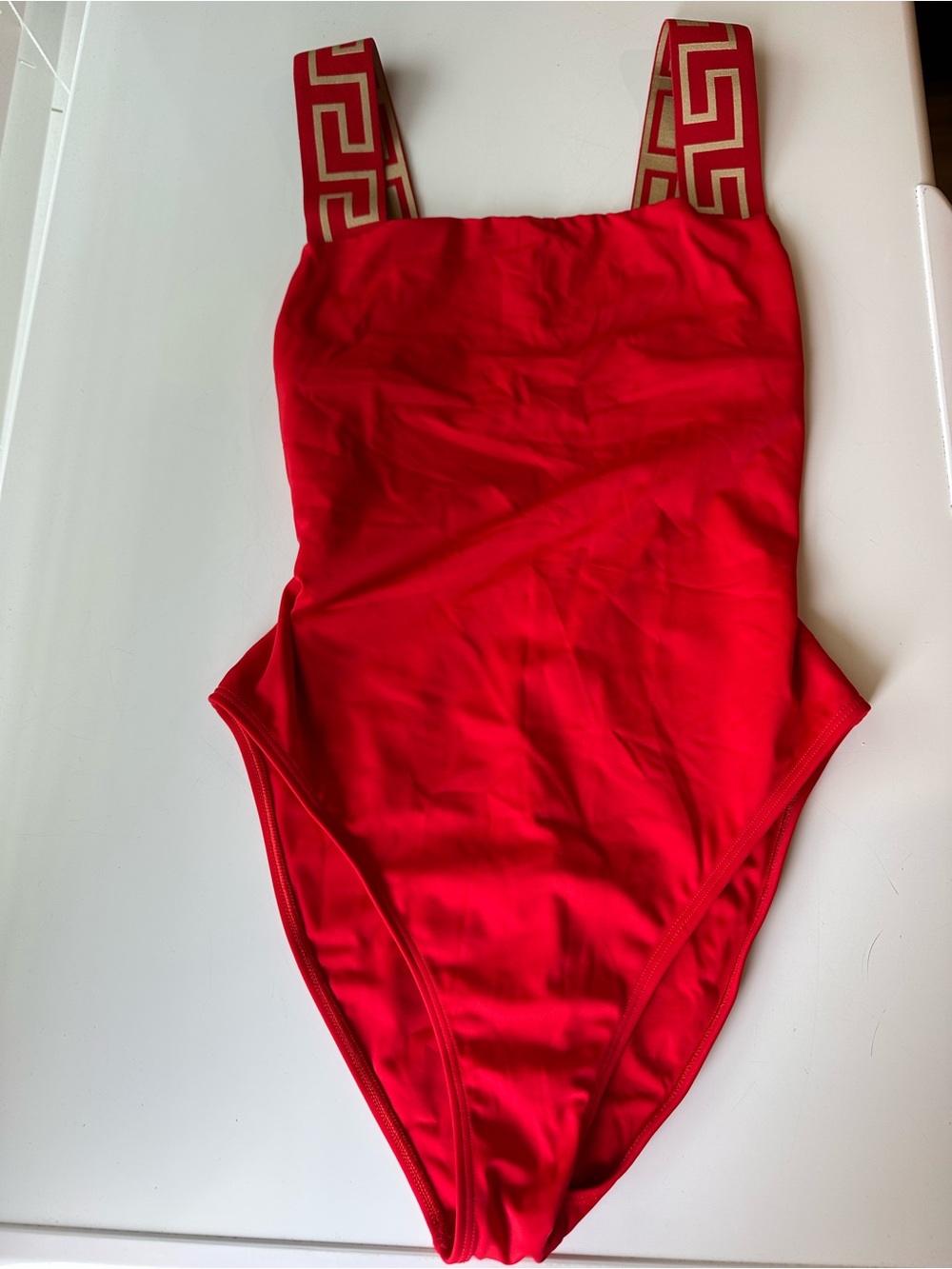 Versace Red Greca Border one-piece swimsuit 
Garment with Medusa Tag size 2 S